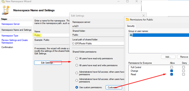 DFS share access permissions