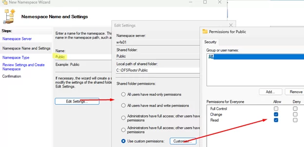 DFS share access permissions