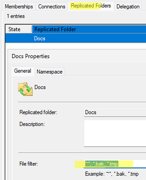 Exclude files from DFS replication