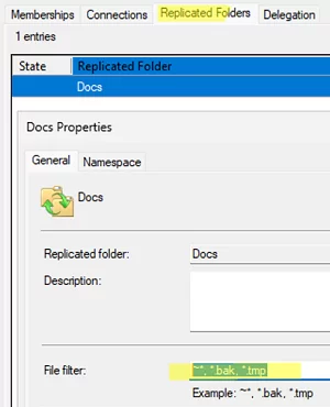 Exclude files from DFS replication