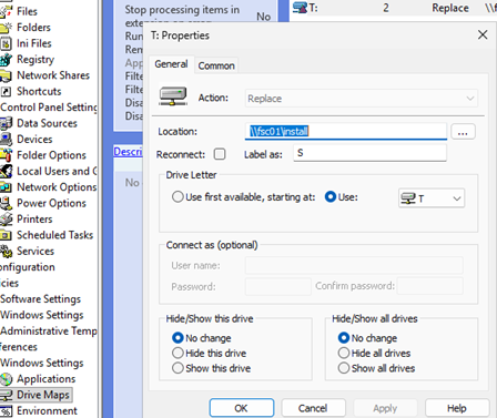 GPO: map a shared folder