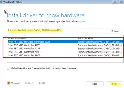 Load Intel RST driver during Windows 11 setup