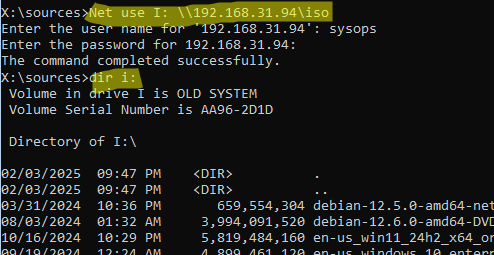Map a shared network folder in Windows Preinstallation Environment