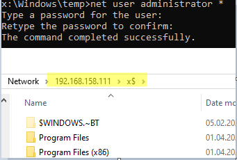 remote access winpe instance over network