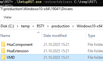 SetupRST.exe -extractdrivers