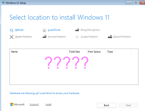 Windows 11 Installer doesn't detect NVMe Drive