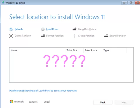 Windows 11 Installer doesn't detect NVMe Drive