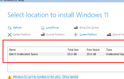 Windows 11 Setup now sees the NVMe M.2 SSD.