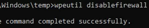 wpeutil disablefirewall