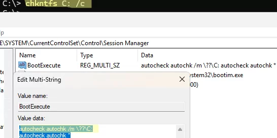chkntfs: schedule a one-time check of a specific drive on Windows