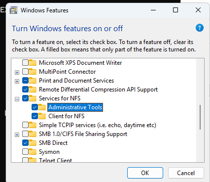 Enable NFS Client on Windows 11 or 10