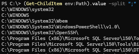 List env varaible PATH