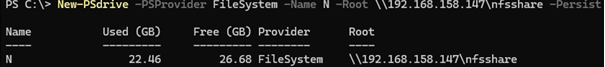 New-PSdrive mount NFS volume using PowerShell