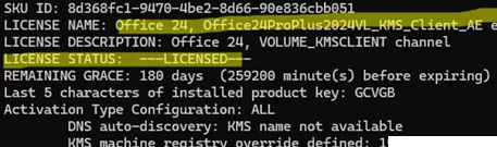ospp.vbs /dstatusall - MS Office is activated (licensed)