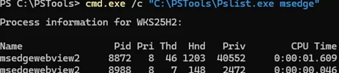 running command via cmd.exe with /c