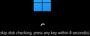 Windows boot message: To skip disk checking, press any key