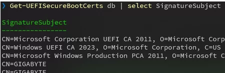 Get-UEFISecureBootCerts