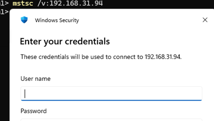 rdp connection via cmd using mstsc.exe with hostname as an option