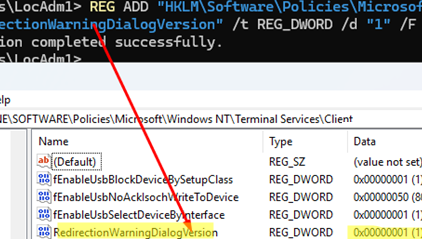 RedirectionWarningDialogVersion - disable security warning when opening RDP files