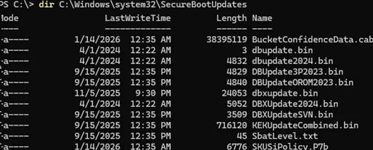 Secure Boot BIN files in C:\Windows\system32\SecureBootUpdates