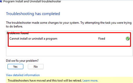 Application successfully removed