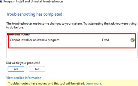 Application successfully removed