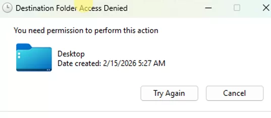 can’t save file to desktop - access denied