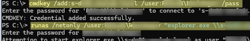 cmdkey - add user credentials for network access with /netonly