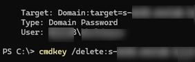 delete saved credentials using cmdkey