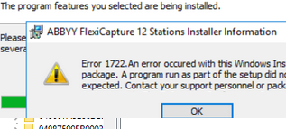 Error 1722: There is a problem with this Windows installer package. A program run as part of the setup did not finish as expected