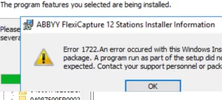 Error 1722: There is a problem with this Windows installer package. A program run as part of the setup did not finish as expected