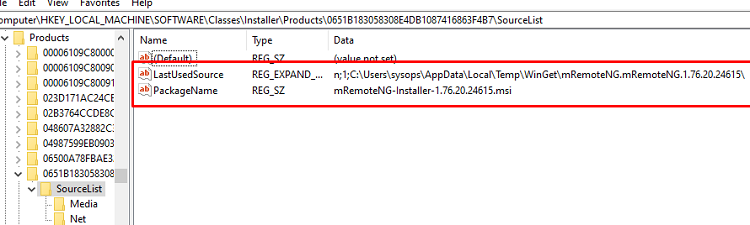 Get source MSI file path from the registry