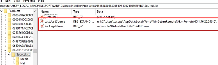 Get source MSI file path from the registry