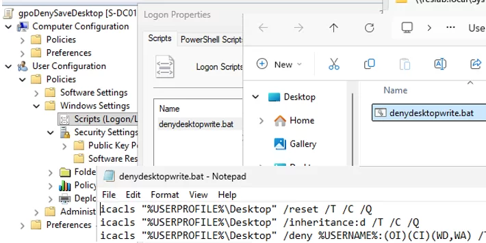 GPO logon script - deny desktop write for users