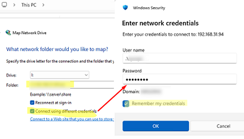 Map a network drive with different user credentials