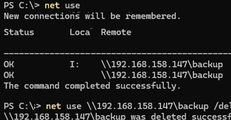 net use delete mapped network drive