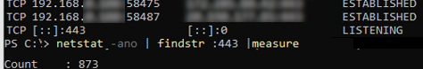 netstat - view iis web server established connections