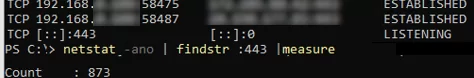netstat - view iis web server established connections