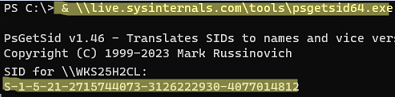 psgetsid64 - get local machine SID