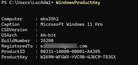 Get-WindowsProductKey using PowerShell
