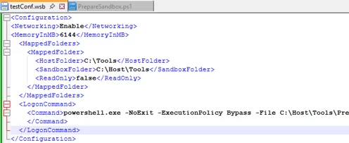 Sample Windows Sandbox configuration file (WSB extension)