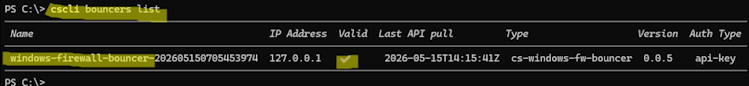 cscli bouncers list