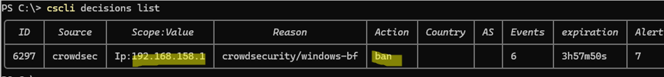 cscli decisions list - list crowdsec detected threats