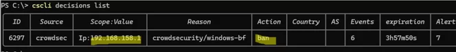 cscli decisions list - list crowdsec detected threats