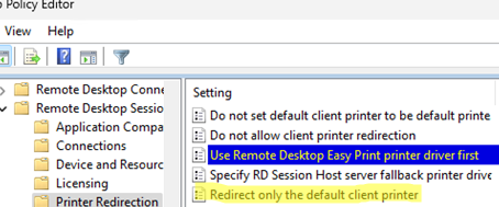 GPO option: Redirect only the default client printer