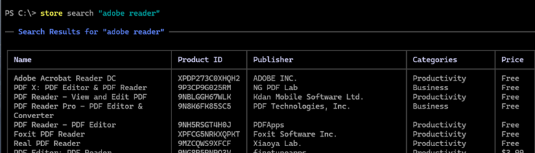 Search for a specific and similar apps in Microsoft Store from CLI