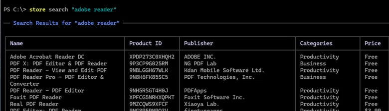 Search for a specific and similar apps in Microsoft Store from CLI