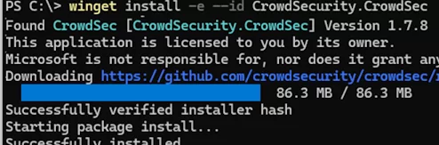 winget install CrowdSecurity.CrowdSec