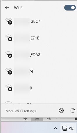 A black cross on a network SSID in the Wi-Fi list means it is blocked by WLAN filters.