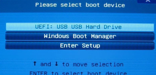 Boot from UEFI device from USB